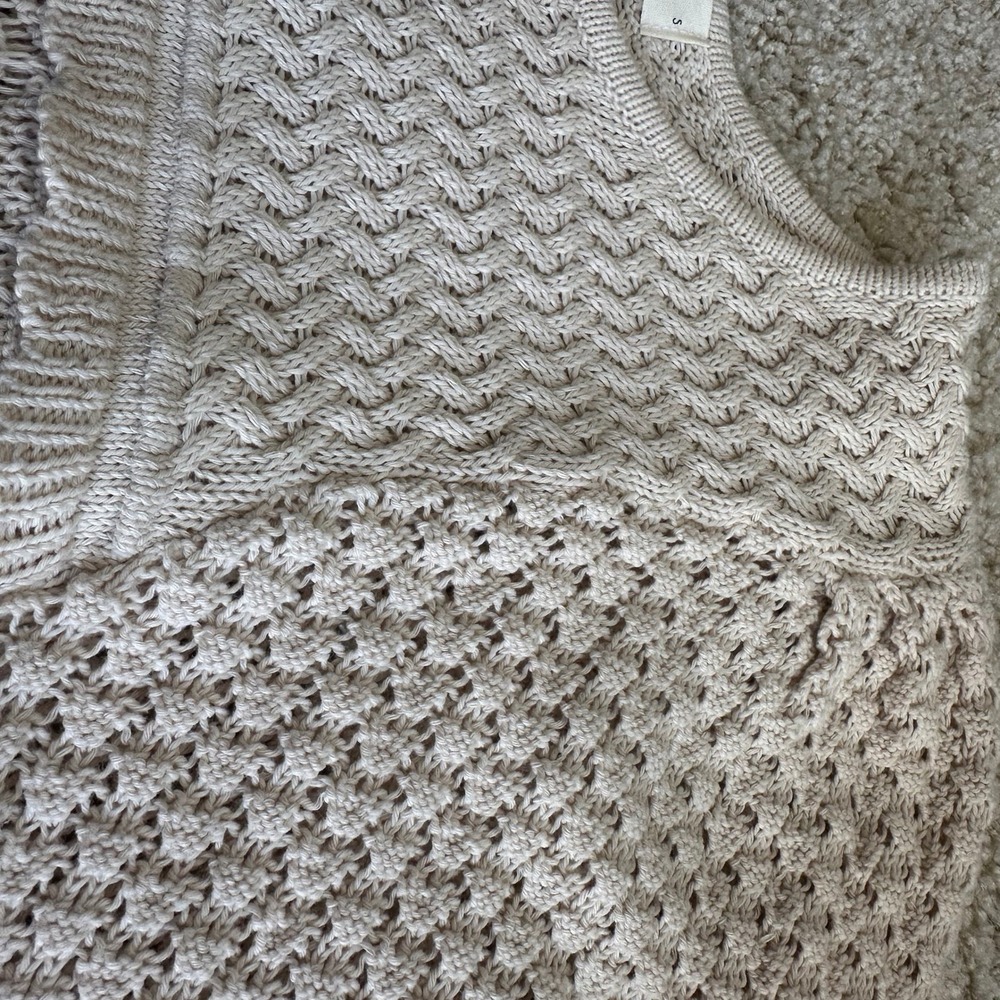 By Together Beige Knit Puff Sleeve Peplum Sweater‎ Top Size S - Picture 5 of 7